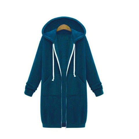 Women Hooded Long Sleeved Sweater In The Long Coat, XL, XXL, XXXL