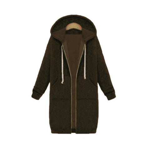Women Hooded Long Sleeved Sweater In The Long Coat, XL, XXL, XXXL