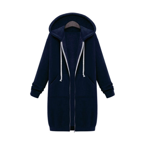 Women Hooded Long Sleeved Sweater In The Long Coat, XL, XXL, XXXL