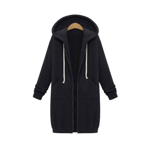 Women Hooded Long Sleeved Sweater In The Long Coat, XL, XXL, XXXL