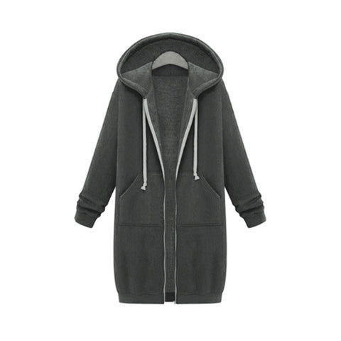 Women Hooded Long Sleeved Sweater In The Long Coat, XL, XXL, XXXL