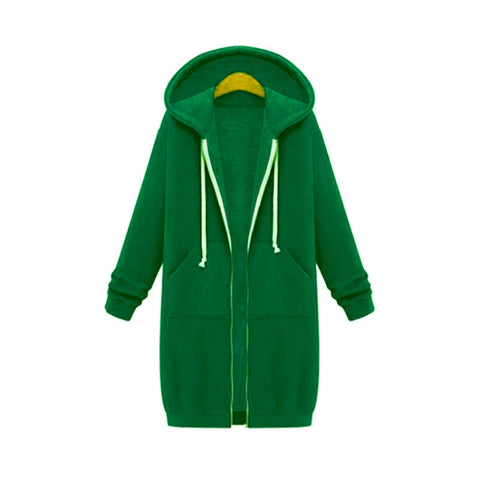 Women Hooded Long Sleeved Sweater In The Long Coat, XL, XXL, XXXL