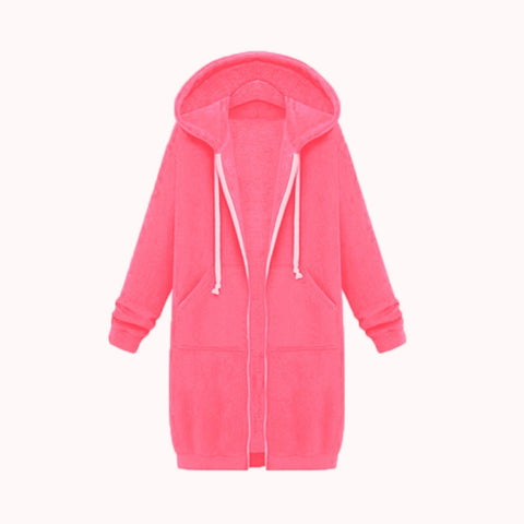 Women Hooded Long Sleeved Sweater In The Long Coat, XL, XXL, XXXL