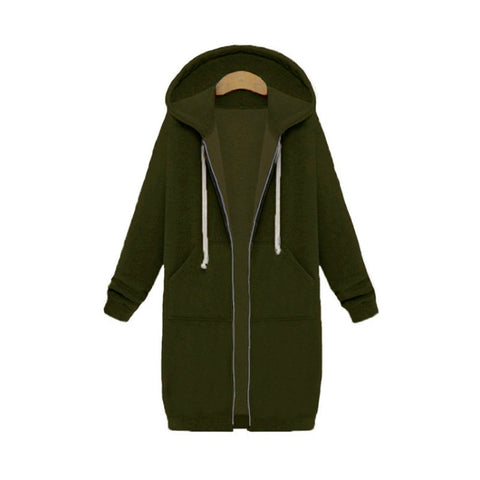 Women Hooded Long Sleeved Sweater In The Long Coat, XL, XXL, XXXL
