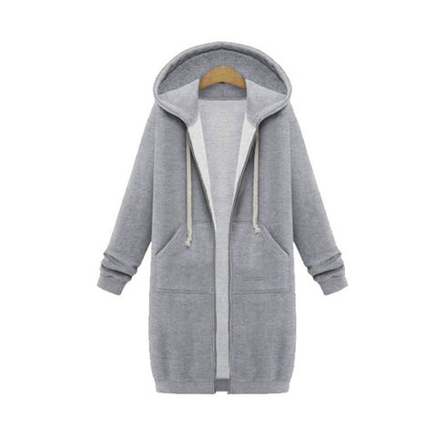 Women Hooded Long Sleeved Sweater In The Long Coat, XL, XXL, XXXL