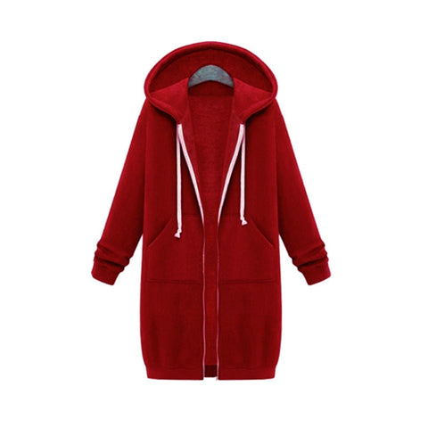 Women Hooded Long Sleeved Sweater In The Long Coat, XL, XXL, XXXL