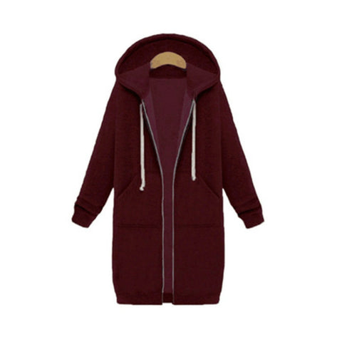 Women Hooded Long Sleeved Sweater In The Long Coat, XL, XXL, XXXL