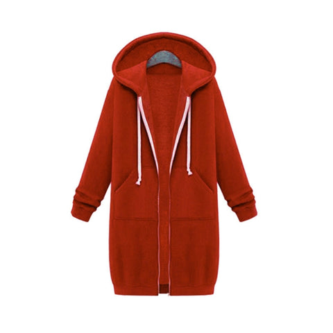 Women Hooded Long Sleeved Sweater In The Long Coat, XL, XXL, XXXL