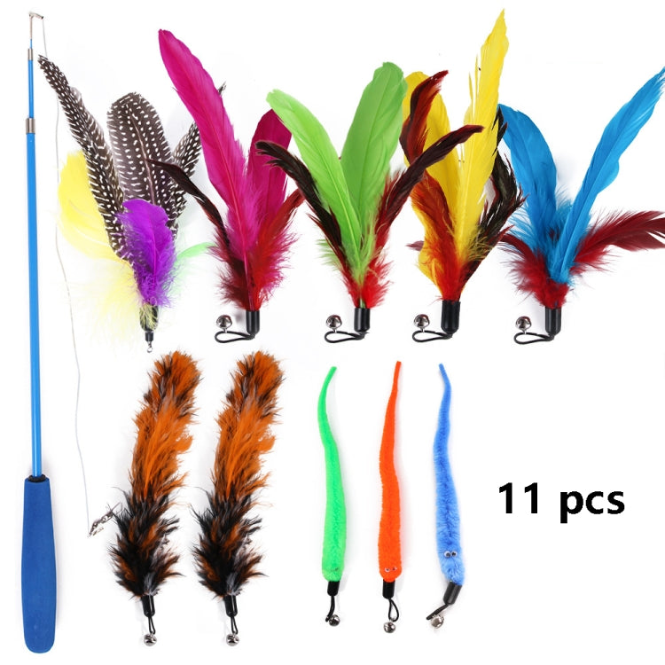 Cat Toys Feather Telescopic Funny Cat Sticks, 11 In 1 Cat Toy