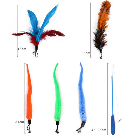 Cat Toys Feather Telescopic Funny Cat Sticks, 11 In 1 Cat Toy