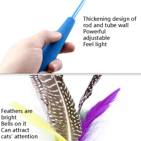 Cat Toys Feather Telescopic Funny Cat Sticks, 11 In 1 Cat Toy