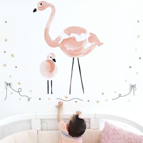 Children Room Balloon Flamingo Cartoon Wall Stickers Kindergarten Early Education Center Decoration Painting, Flamingo, Balloon