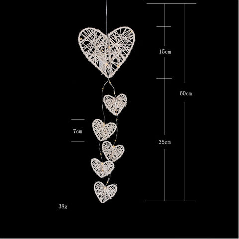 Creative Rattan Love Heart Bell Room Ornaments, MS0033