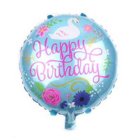 5 PCS Round White Swan Aluminum Balloon Birthday Party Decoration Toy, 18 inches