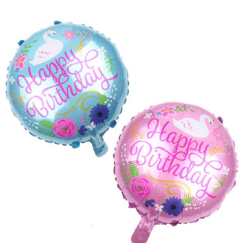 5 PCS Round White Swan Aluminum Balloon Birthday Party Decoration Toy, 18 inches