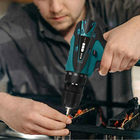 HILDA Electric Drill Cordless Screwdriver Lithium Battery Mini Drill Cordless Screwdriver Power Tools, EU Plug, 16.8V with Carton Box, 12V with Carton Box, 12V with Plastic Box, 16.8V with Plastic Box