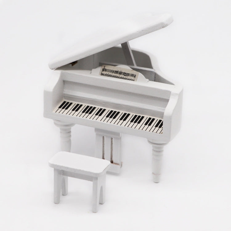 1:12 Mini House Toy Simulation Grand Piano Decoration, White, black