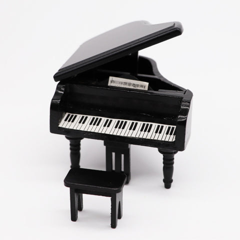1:12 Mini House Toy Simulation Grand Piano Decoration, White, black