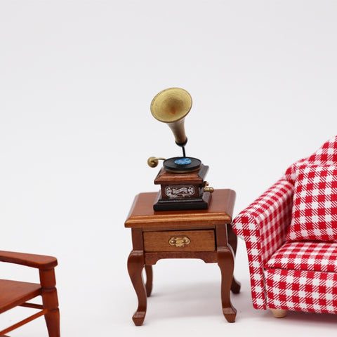 1:12 Mini House Toy Simulation Retro Gramophone with Record, Retro Gramophone with Record