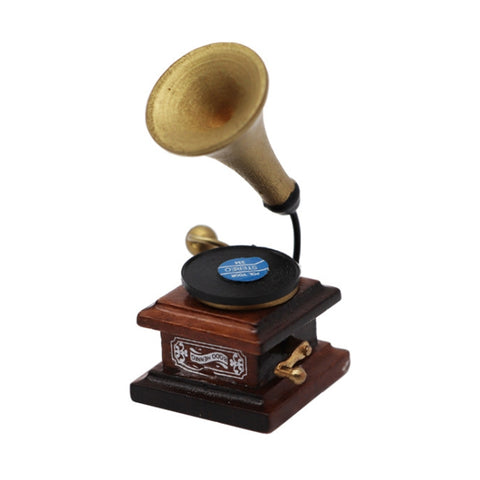 1:12 Mini House Toy Simulation Retro Gramophone with Record, Retro Gramophone with Record