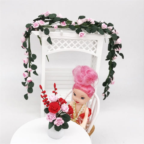 1:12 Mini House Toy Simulation Rose String for Easel Swing Garden Scene, Rose String Swing