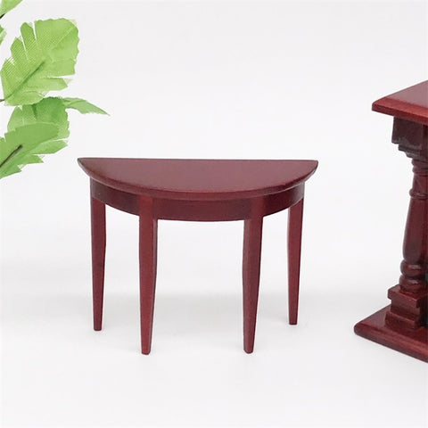 3 PCS 1:12 Mini Dollhouse Scene Decoration Mahogany Semi-circular Porch Table, 3 PCS Porch Table