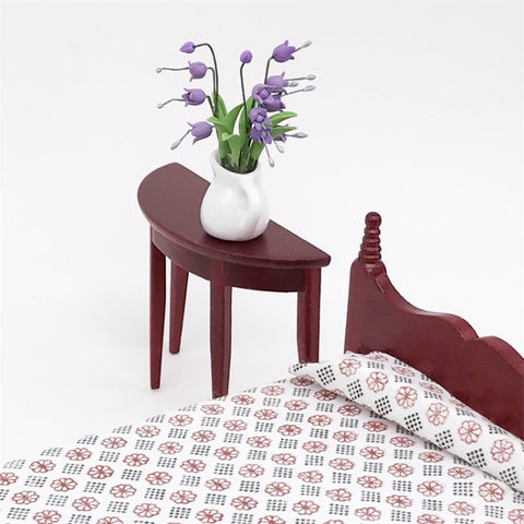 3 PCS 1:12 Mini Dollhouse Scene Decoration Mahogany Semi-circular Porch Table, 3 PCS Porch Table