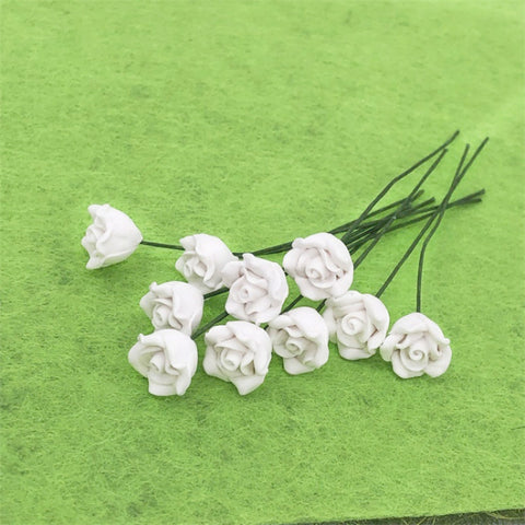 10 PCS 1:12 Mini Doll House Garden Bedroom Scene Decoration Roses, White