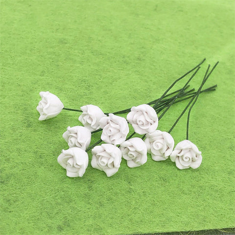 10 PCS 1:12 Mini Doll House Garden Bedroom Scene Decoration Roses, White