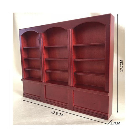 1:12 Mini House Toy Simulation Triple Display Cabinet, White, Red