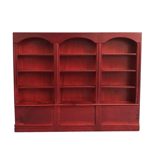 1:12 Mini House Toy Simulation Triple Display Cabinet, White, Red