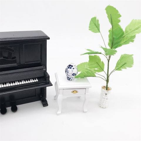 1:12 Mini Doll House Decoration Coffee Table Bedside Table, White, Walnut Color