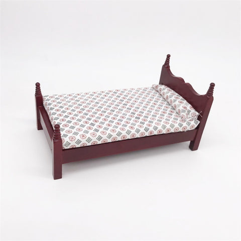 1:12 Mini House Toy Pocket Furniture Simulation Single Bed, Single Bed