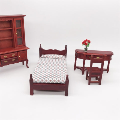 1:12 Mini House Toy Pocket Furniture Simulation Single Bed, Single Bed