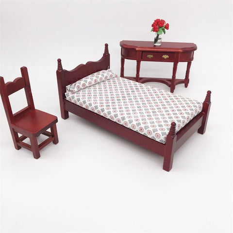 1:12 Mini House Toy Pocket Furniture Simulation Single Bed, Single Bed
