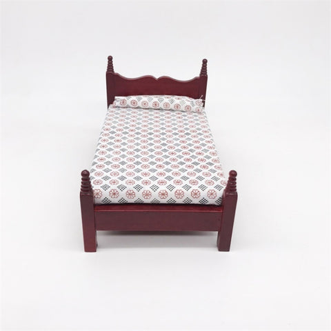 1:12 Mini House Toy Pocket Furniture Simulation Single Bed, Single Bed
