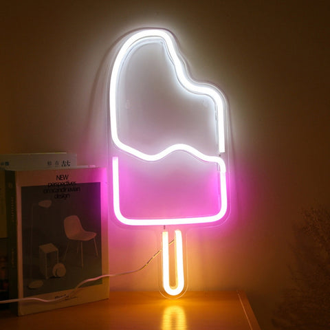 LED Acrylic Transparent Back Panel Neon Light Holiday Decoration Lamp, Cactus, Love, Popsicle, Banana