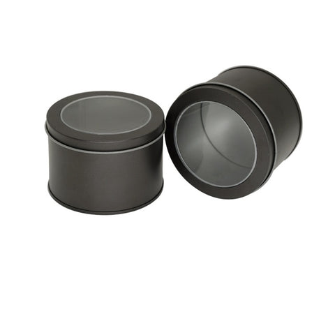 Deep Round Skylight Transparent Window Top Cover Tin Box Food Tea Can Baking Cake Box, 9cm x 9cm x 6cm