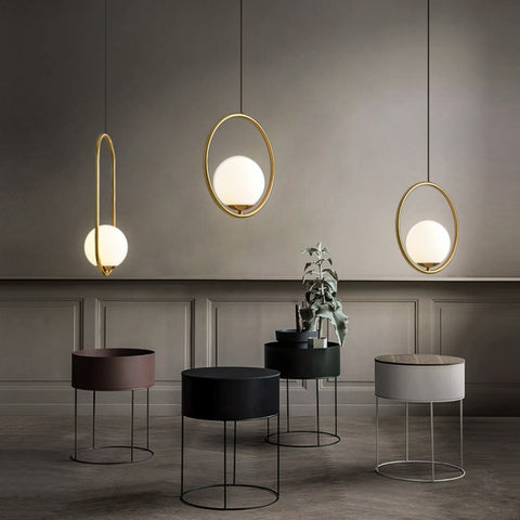 Restaurant Chandelier Single Head Creative Personality Simple Modern Copper Lamp, without Light Source  Round A1, with 5W Warm Light  Round A1, with 5W White Light  Round A1, with 5W Neutral Light  Round A1, with 5W Three-Color Light  Round A1         ...