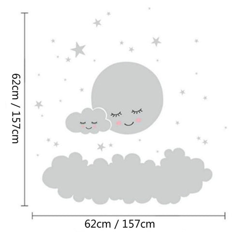 Cloud Star Moon Children Room Decoration Wall Sticker, 62cm x 62cm, 157cm x 157cm