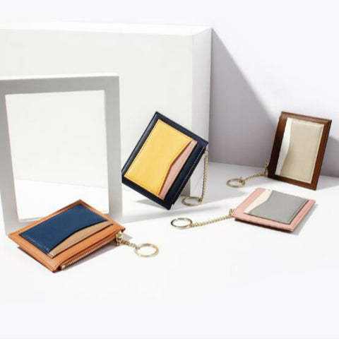 Fashion Stitching Multi-card Zipper Card Bag Multi-function Mini Wallet