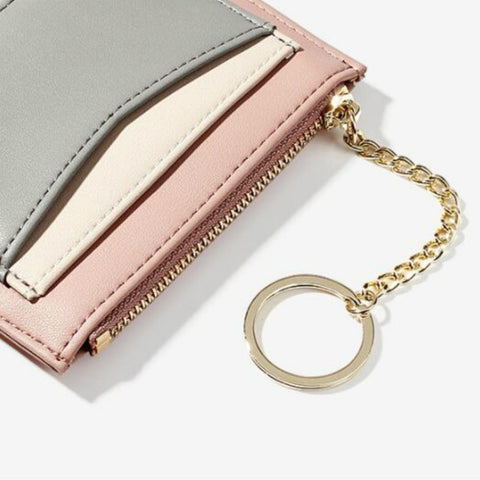 Fashion Stitching Multi-card Zipper Card Bag Multi-function Mini Wallet