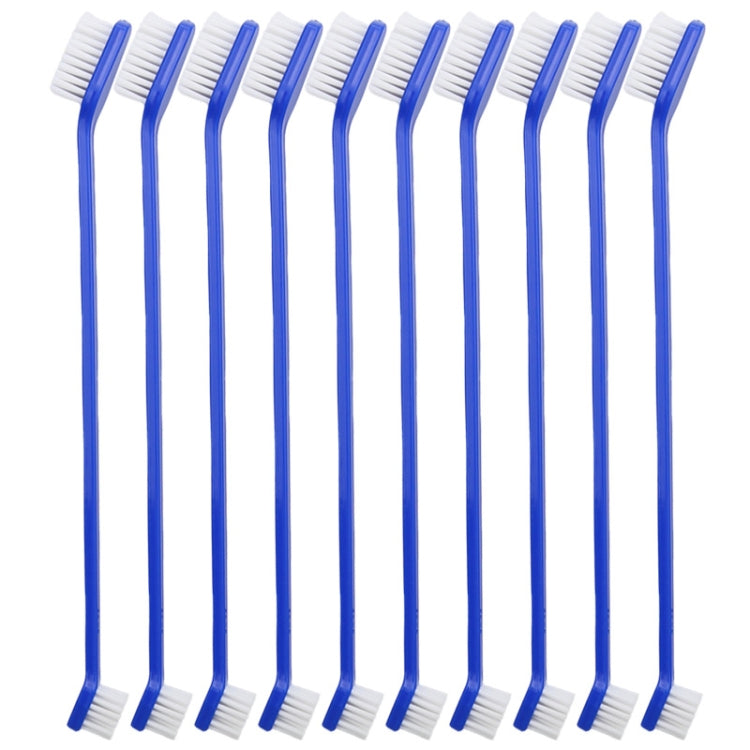 10pcs Dog Cat Effective Pets Oral Care Pet Toothbrush, Blue Handle + Medium Hair