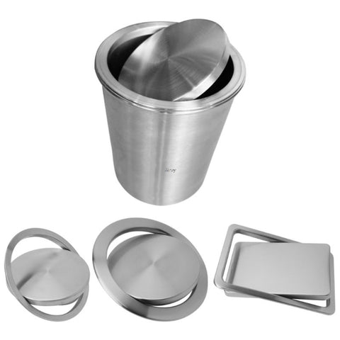 Embedded Type Stainless Steel Swing Cover Flip Kitchen Countertop Trash Can Lid  Cap, Round Drawing 20cm Diameter, Round  Mirror 24.5cm Diameter, Square 16.2x22.7cm
