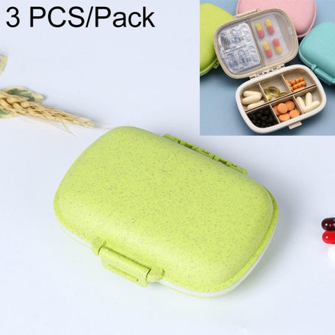 3 PCS 8-Grid Double-layer Portable Mini Straw Pill Storage Box