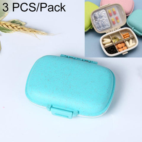 3 PCS 8-Grid Double-layer Portable Mini Straw Pill Storage Box