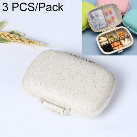 3 PCS 8-Grid Double-layer Portable Mini Straw Pill Storage Box