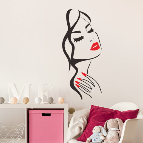 Beauty Studio Personality Creative Beauty Portrait Carved Wall Stickers