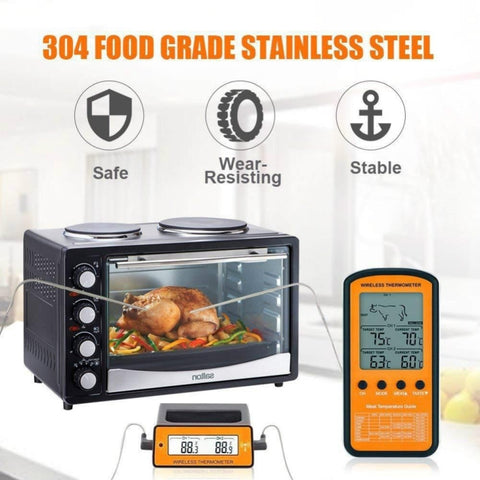 Wireless Remote BBQ Thermometer Dual Probe Digital Cooking Meat Food Oven Thermometer, DTH-106