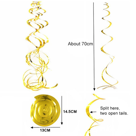 5 PCS 70cm PVC Spiral Ornaments Christmas Kindergarten Classroom Birthday Party Scene Layout Hanging Sequin Ornaments